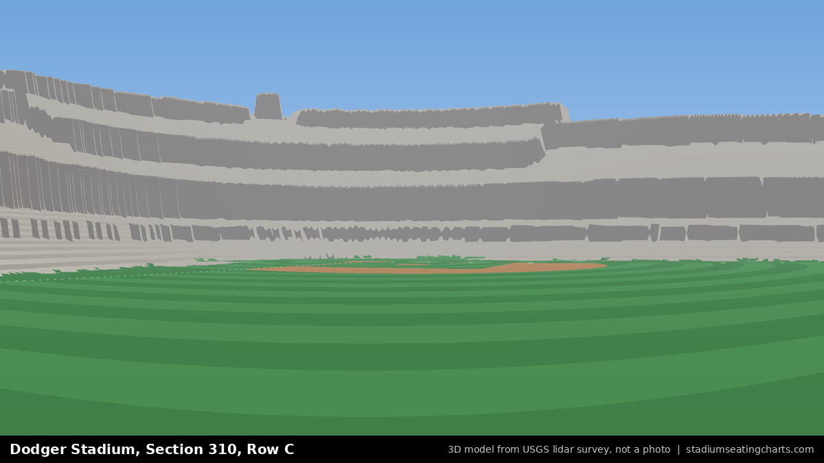 View from Dodger Stadium Section 310, Row C, looking toward the pitcher's mound