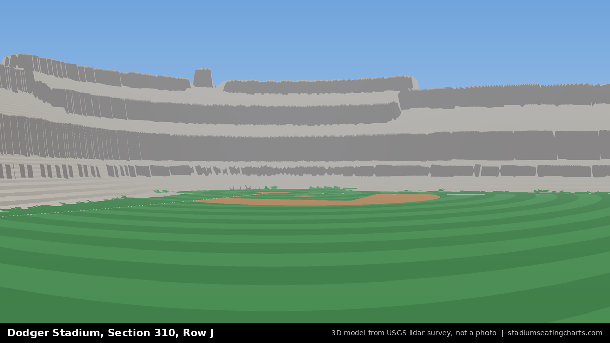 View from Dodger Stadium Section 310, Row J, looking toward the pitcher's mound