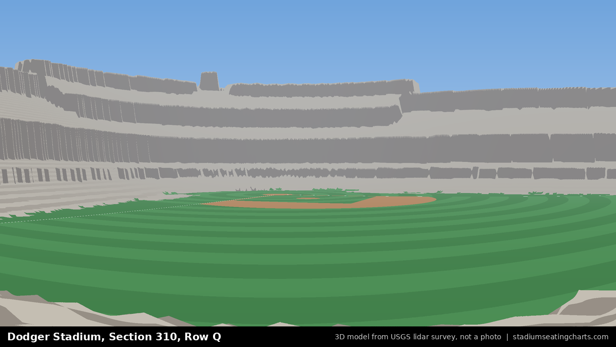 View from Dodger Stadium Section 310, Row Q, looking toward the pitcher's mound