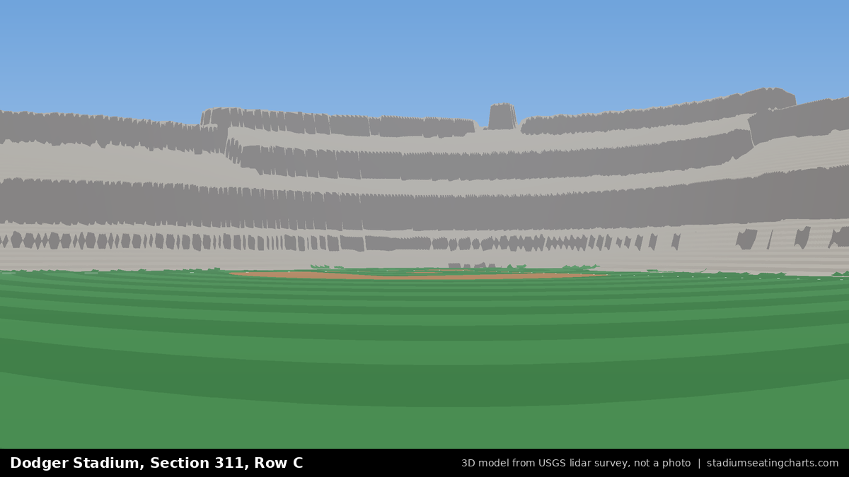 View from Dodger Stadium Section 311, Row C, looking toward the pitcher's mound