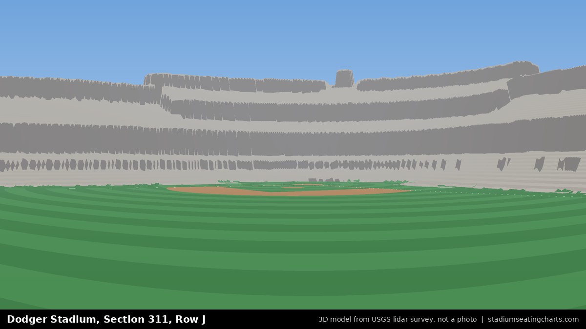View from Dodger Stadium Section 311, Row J, looking toward the pitcher's mound