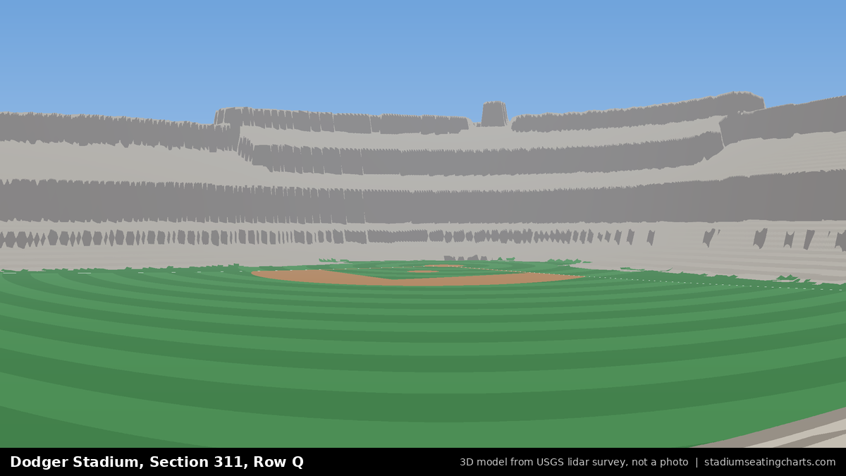 View from Dodger Stadium Section 311, Row Q, looking toward the pitcher's mound