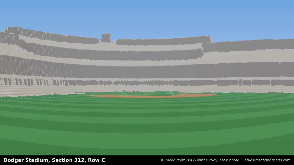View from Dodger Stadium Section 312, Row C, looking toward the pitcher's mound