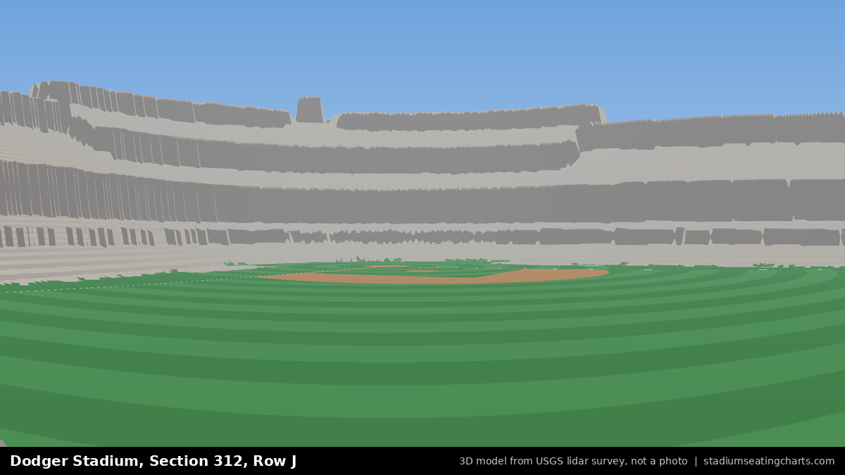View from Dodger Stadium Section 312, Row J, looking toward the pitcher's mound