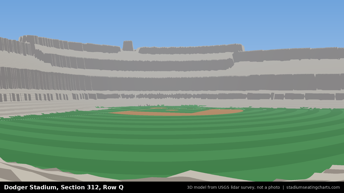 View from Dodger Stadium Section 312, Row Q, looking toward the pitcher's mound