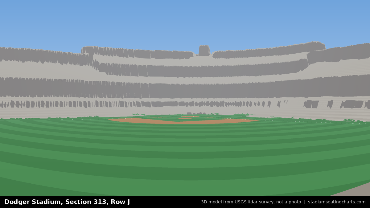 View from Dodger Stadium Section 313, Row J, looking toward the pitcher's mound