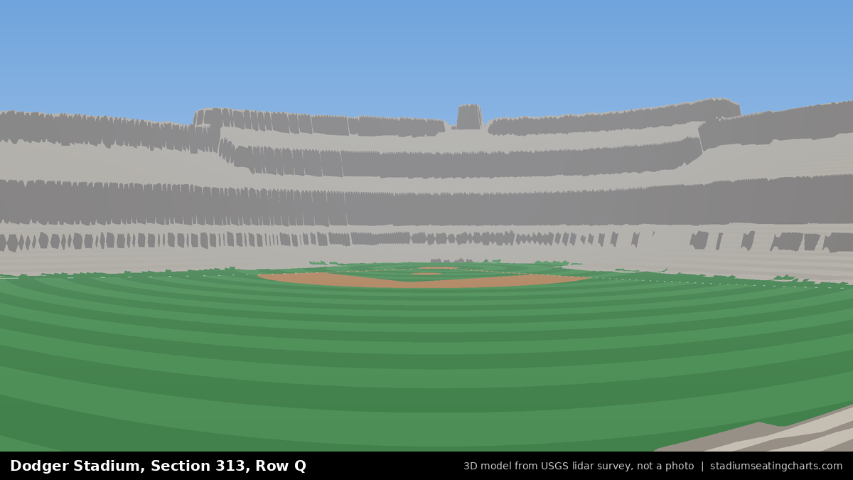 View from Dodger Stadium Section 313, Row Q, looking toward the pitcher's mound