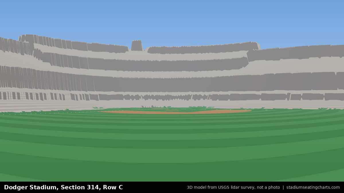 View from Dodger Stadium Section 314, Row C, looking toward the pitcher's mound