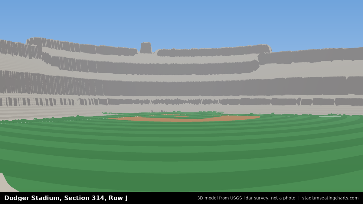 View from Dodger Stadium Section 314, Row J, looking toward the pitcher's mound