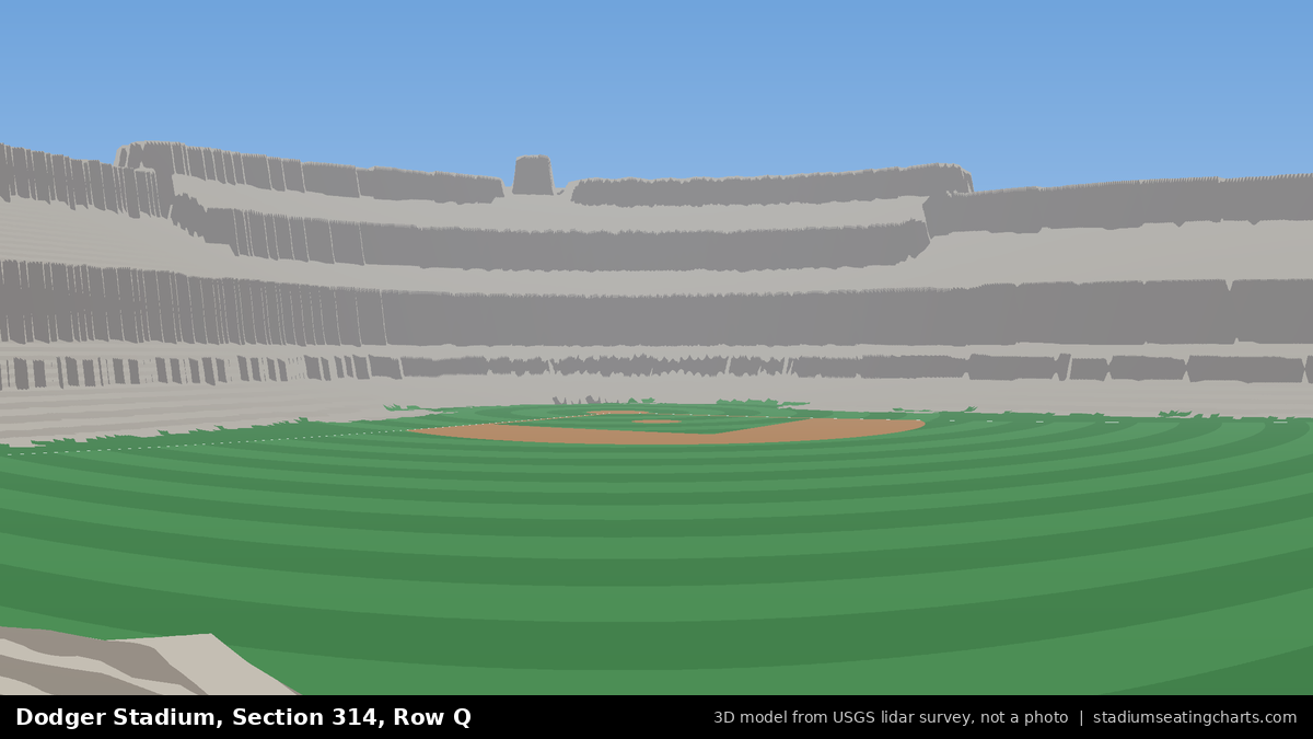 View from Dodger Stadium Section 314, Row Q, looking toward the pitcher's mound