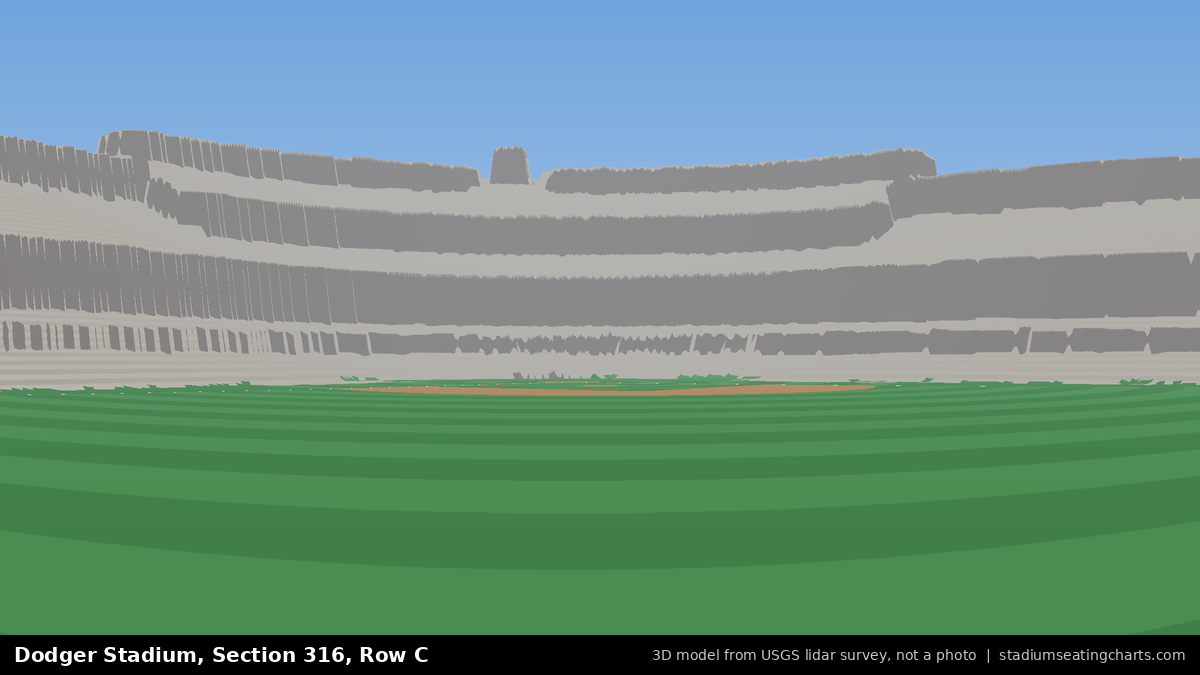 View from Dodger Stadium Section 316, Row C, looking toward the pitcher's mound