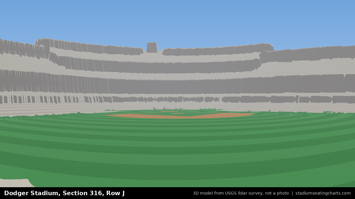 View from Dodger Stadium Section 316, Row J, looking toward the pitcher's mound