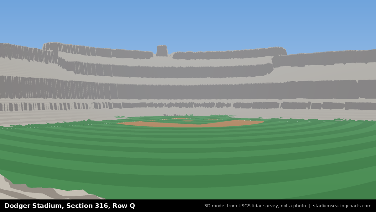 View from Dodger Stadium Section 316, Row Q, looking toward the pitcher's mound