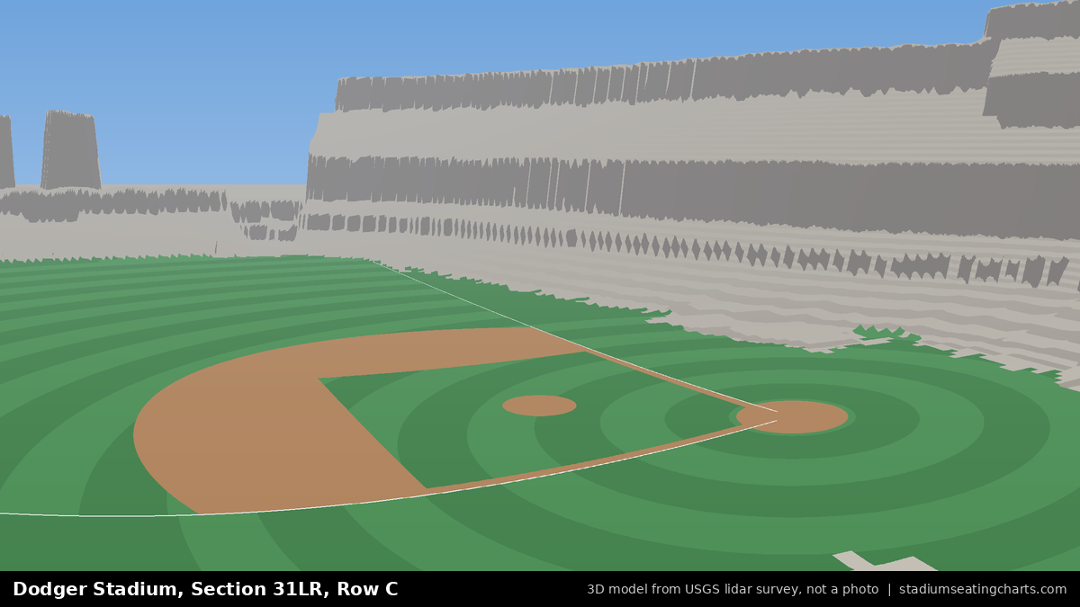 View from Dodger Stadium Section 31LR, Row C, looking toward the pitcher's mound