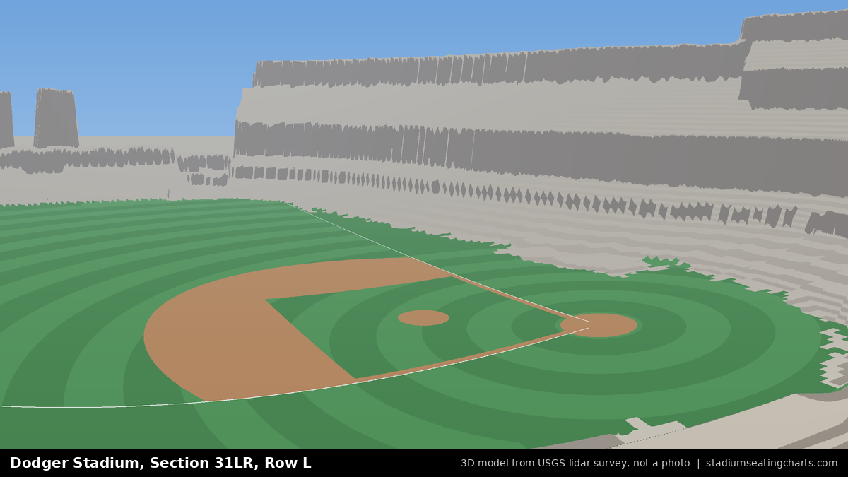 View from Dodger Stadium Section 31LR, Row L, looking toward the pitcher's mound