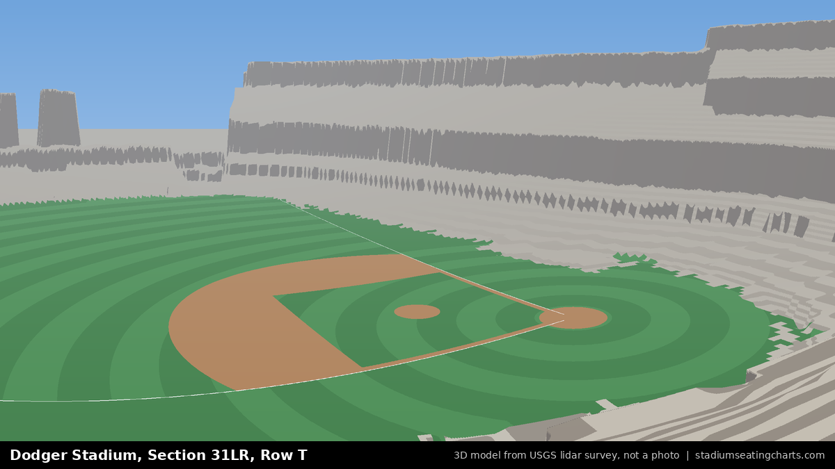 View from Dodger Stadium Section 31LR, Row T, looking toward the pitcher's mound
