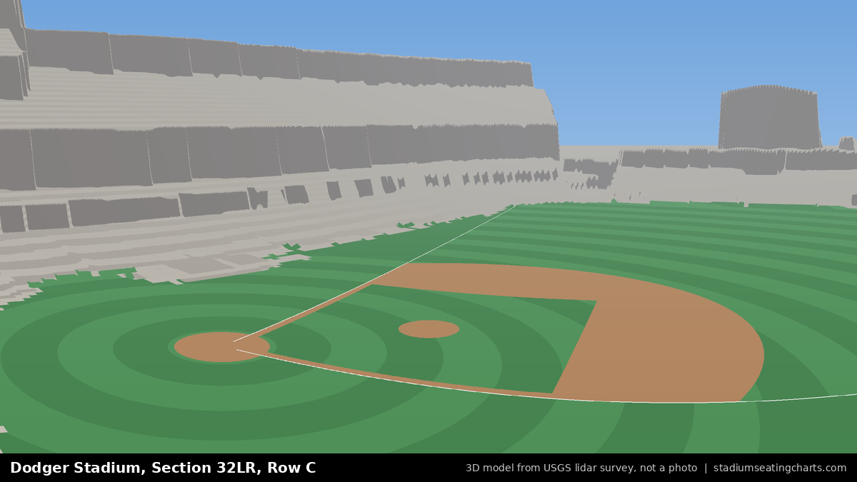 View from Dodger Stadium Section 32LR, Row C, looking toward the pitcher's mound
