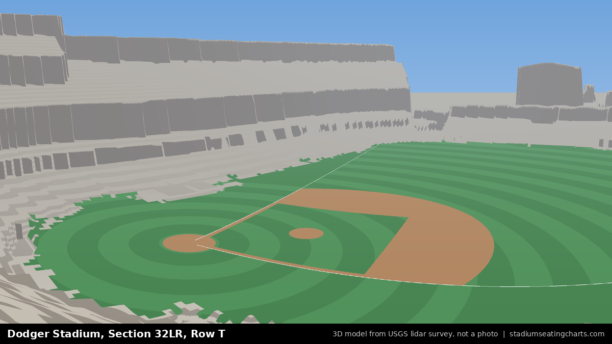 View from Dodger Stadium Section 32LR, Row T, looking toward the pitcher's mound