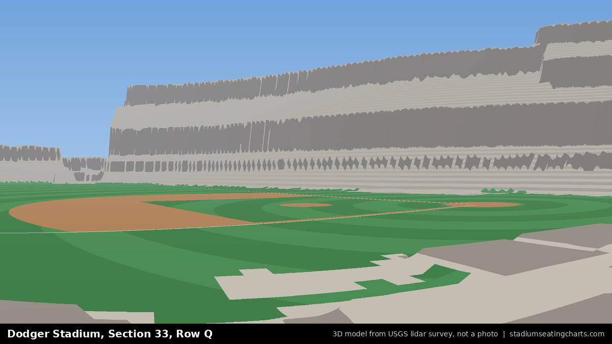 View from Dodger Stadium Section 33, Row Q, looking toward the pitcher's mound