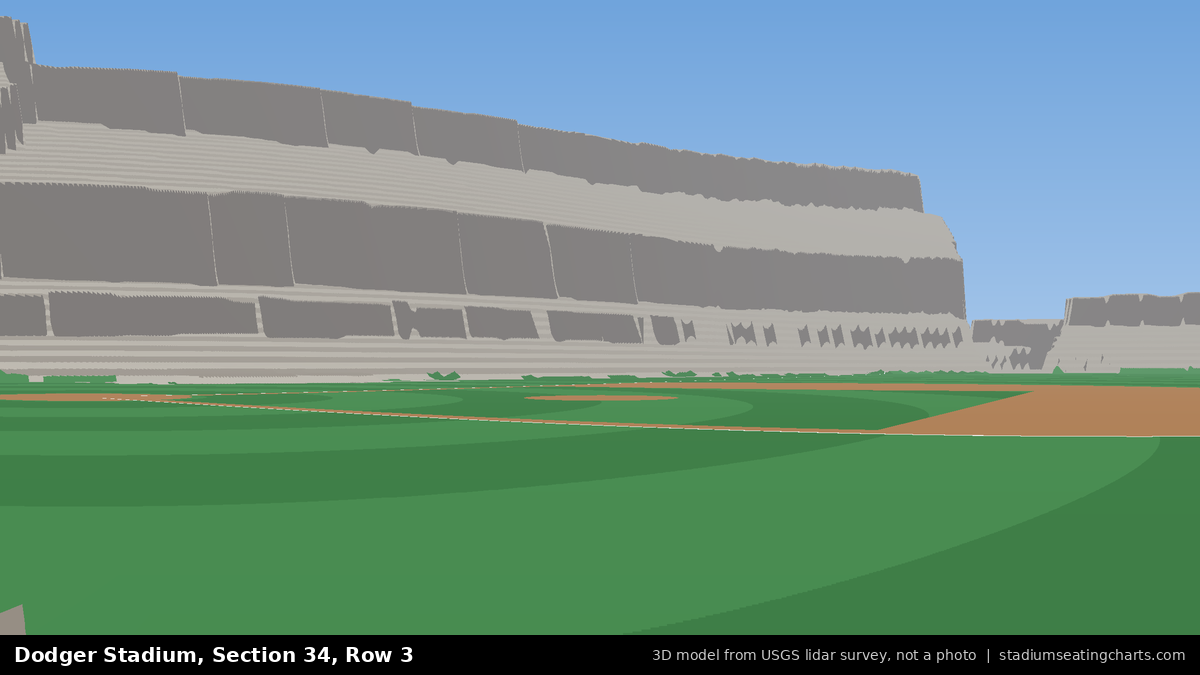 View from Dodger Stadium Section 34, Row 3, looking toward the pitcher's mound