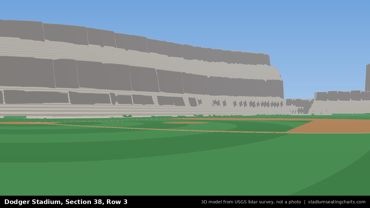 View from Dodger Stadium Section 38, Row 3, looking toward the pitcher's mound
