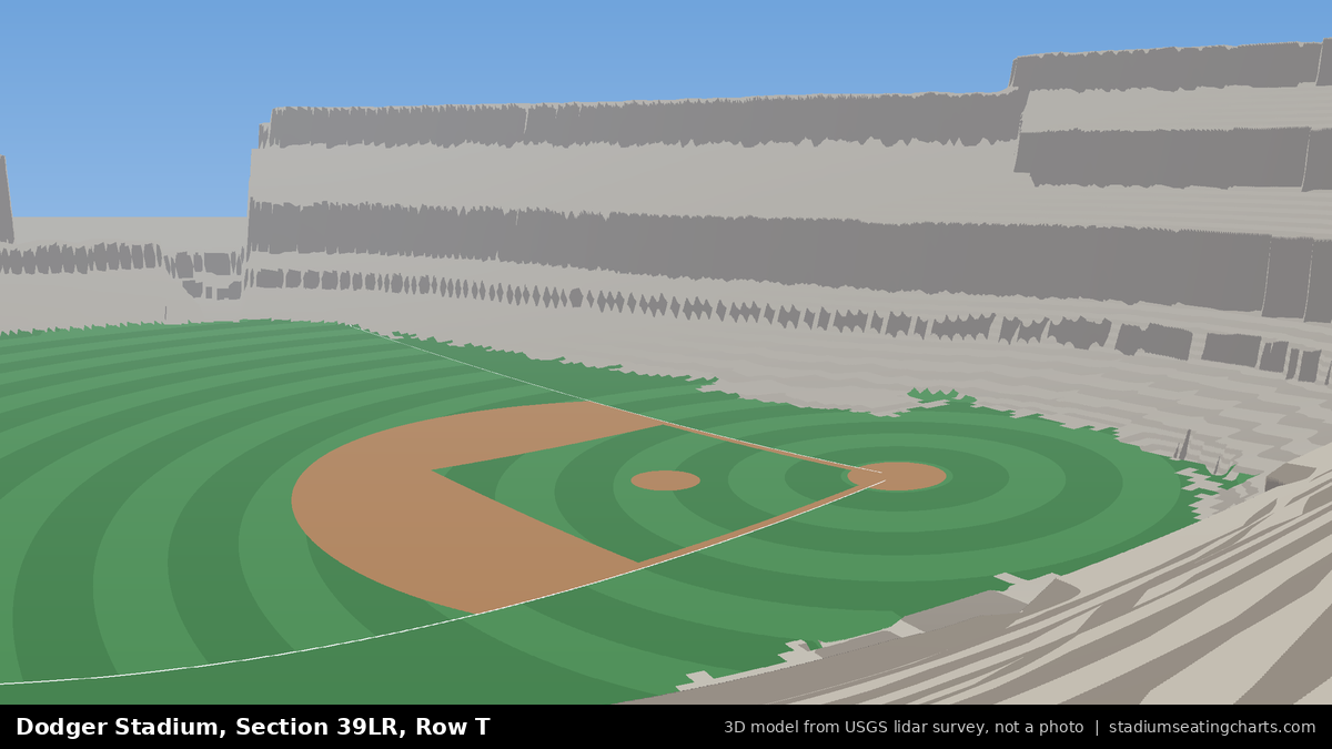 View from Dodger Stadium Section 39LR, Row T, looking toward the pitcher's mound