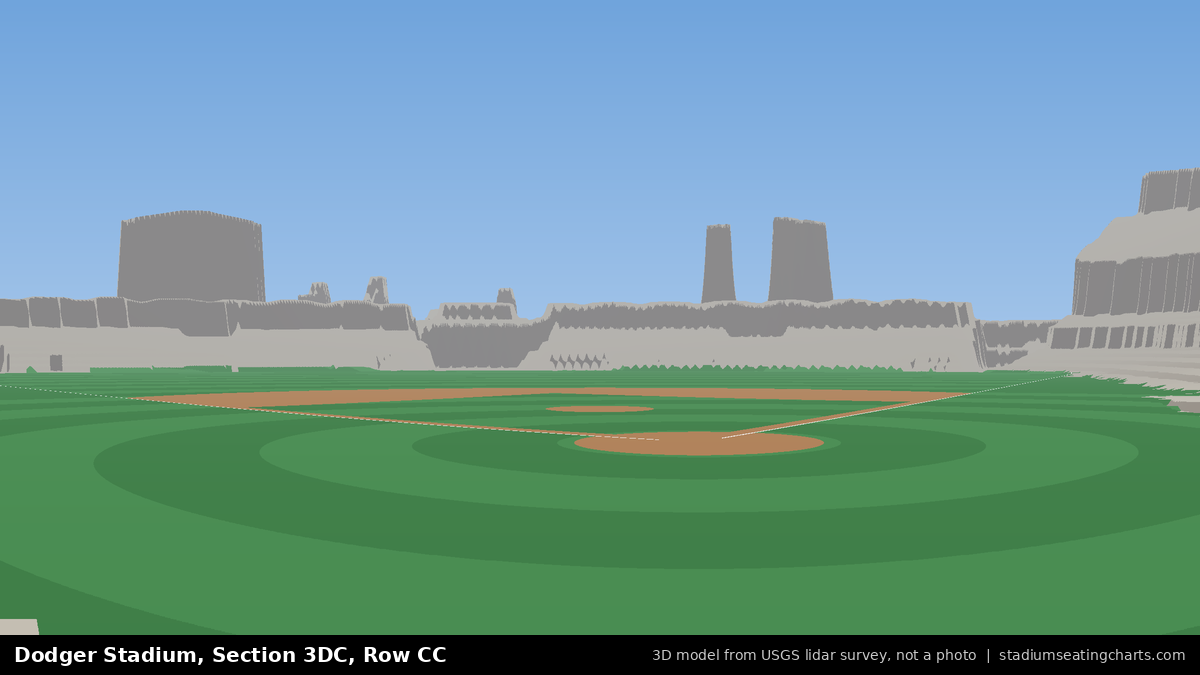 View from Dodger Stadium Section 3DC, Row CC, looking toward the pitcher's mound