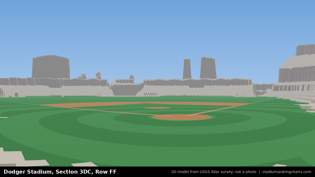View from Dodger Stadium Section 3DC, Row FF, looking toward the pitcher's mound