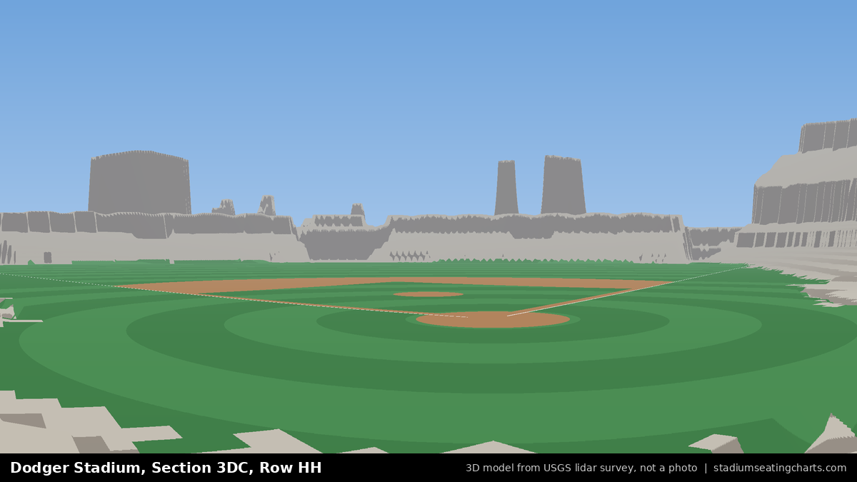 View from Dodger Stadium Section 3DC, Row HH, looking toward the pitcher's mound