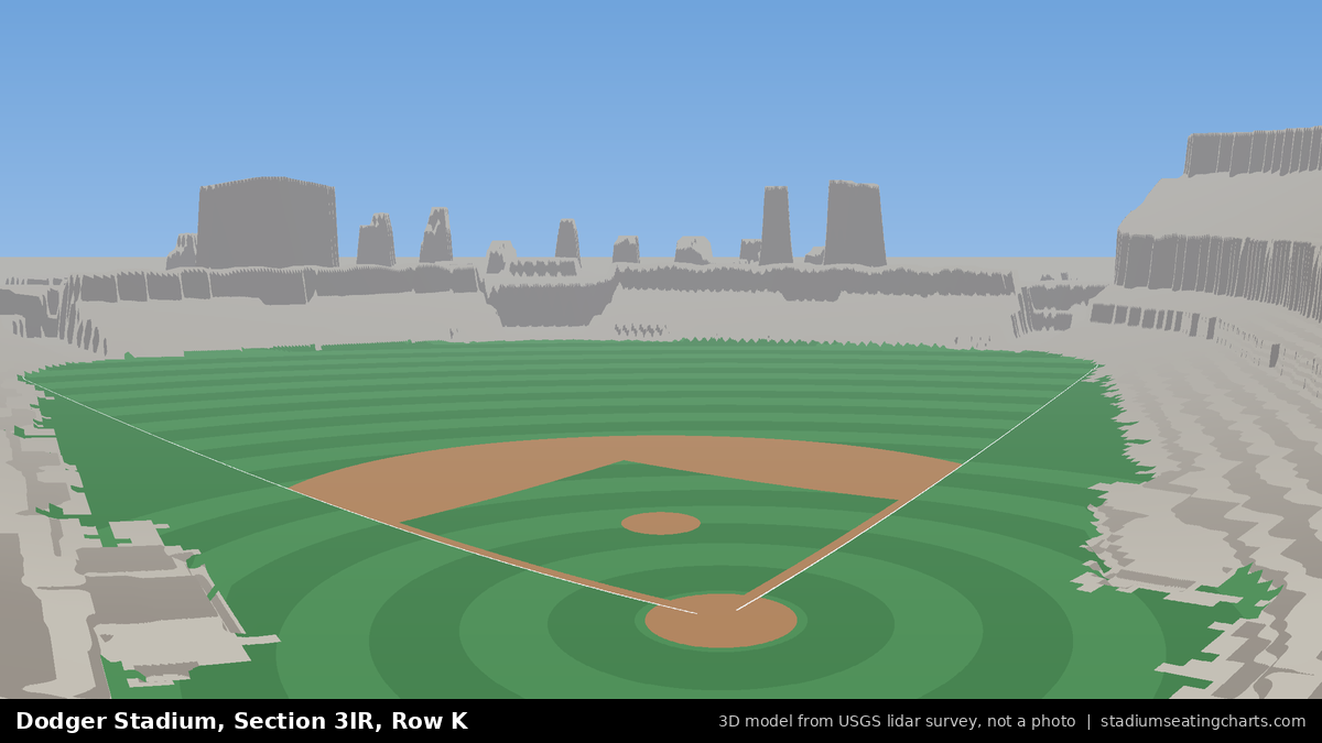 View from Dodger Stadium Section 3IR, Row K, looking toward the pitcher's mound