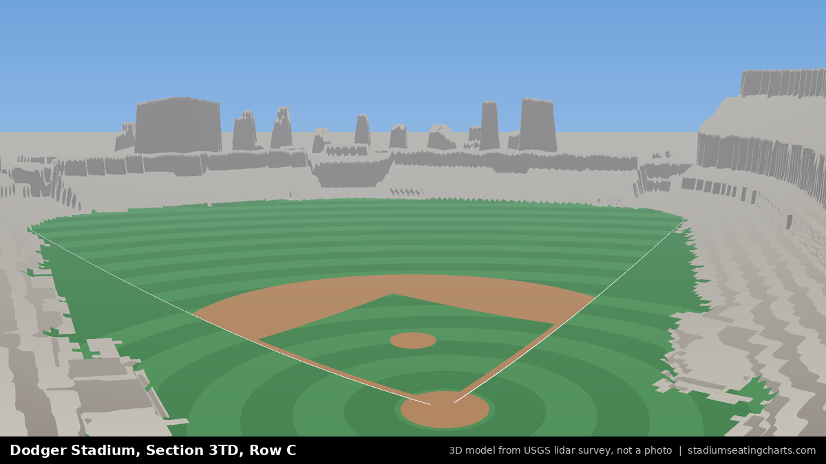 View from Dodger Stadium Section 3TD, Row C, looking toward the pitcher's mound