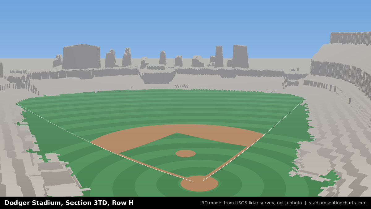 View from Dodger Stadium Section 3TD, Row H, looking toward the pitcher's mound