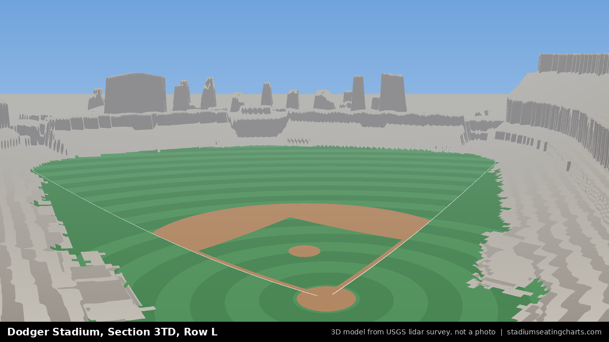 View from Dodger Stadium Section 3TD, Row L, looking toward the pitcher's mound