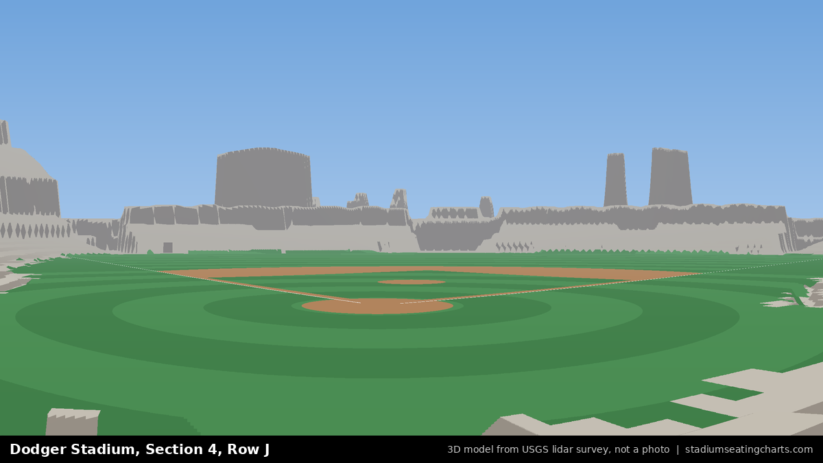 View from Dodger Stadium Section 4, Row J, looking toward the pitcher's mound