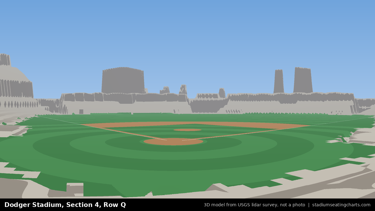 View from Dodger Stadium Section 4, Row Q, looking toward the pitcher's mound