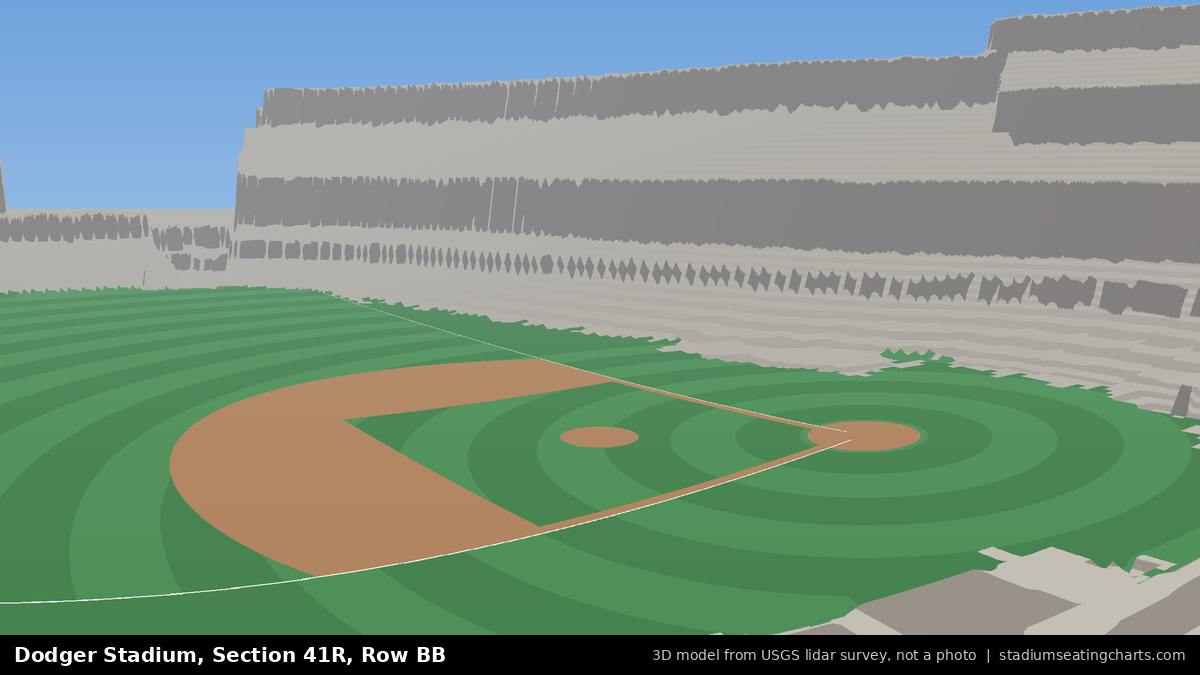 View from Dodger Stadium Section 41R, Row BB, looking toward the pitcher's mound