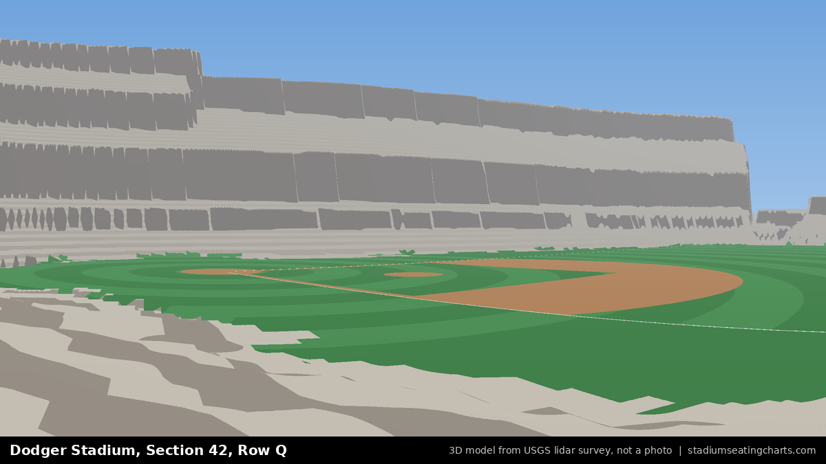 View from Dodger Stadium Section 42, Row Q, looking toward the pitcher's mound