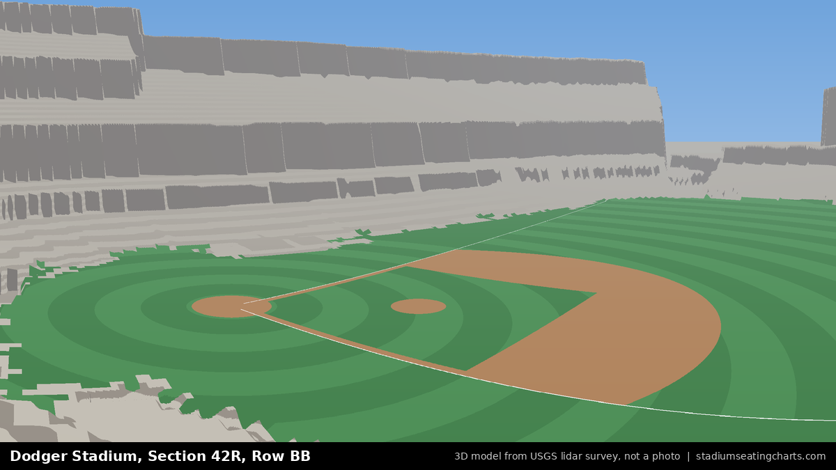 View from Dodger Stadium Section 42R, Row BB, looking toward the pitcher's mound