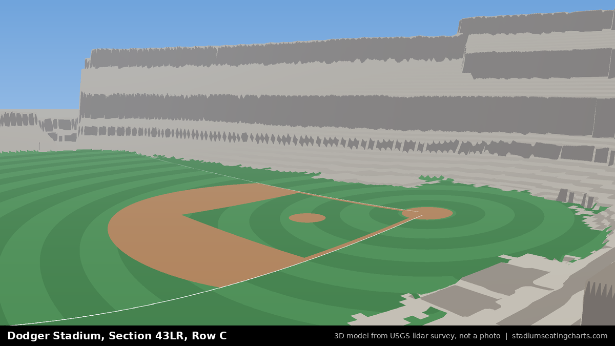 View from Dodger Stadium Section 43LR, Row C, looking toward the pitcher's mound