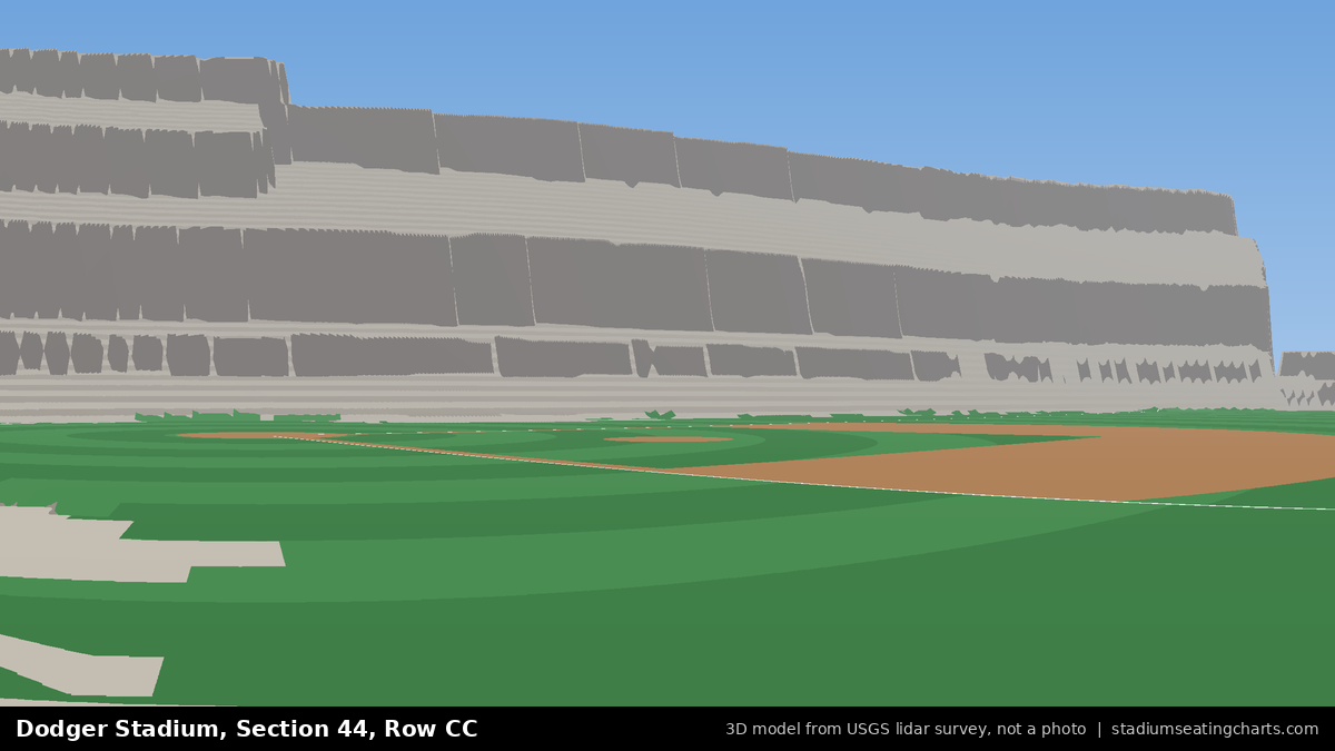 View from Dodger Stadium Section 44, Row CC, looking toward the pitcher's mound