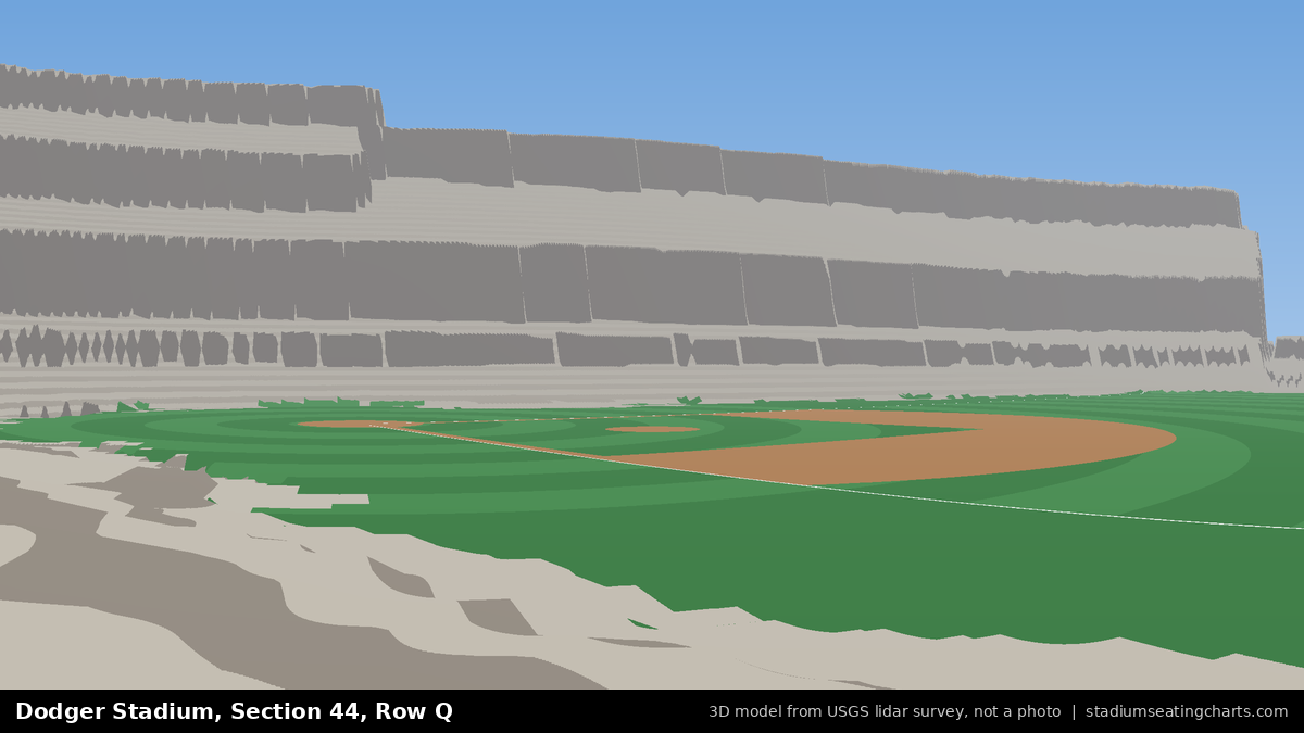 View from Dodger Stadium Section 44, Row Q, looking toward the pitcher's mound