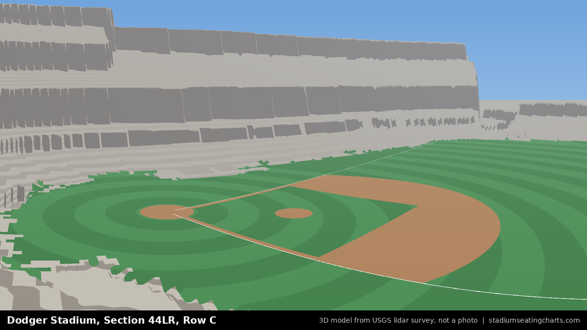 View from Dodger Stadium Section 44LR, Row C, looking toward the pitcher's mound