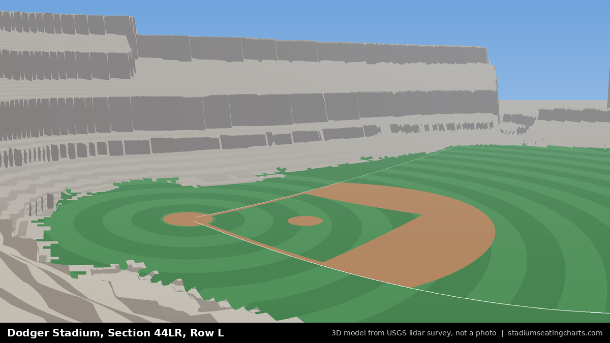 View from Dodger Stadium Section 44LR, Row L, looking toward the pitcher's mound