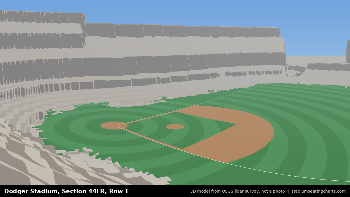 View from Dodger Stadium Section 44LR, Row T, looking toward the pitcher's mound