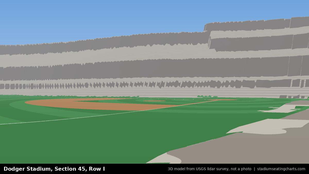 View from Dodger Stadium Section 45, Row I, looking toward the pitcher's mound
