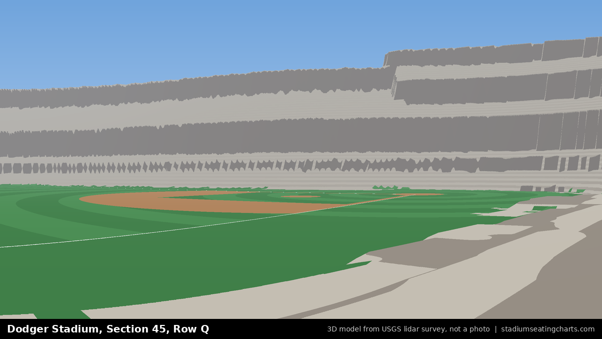 View from Dodger Stadium Section 45, Row Q, looking toward the pitcher's mound