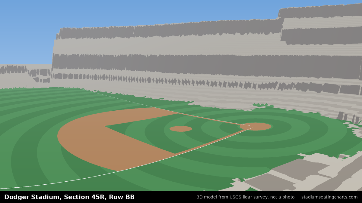 View from Dodger Stadium Section 45R, Row BB, looking toward the pitcher's mound