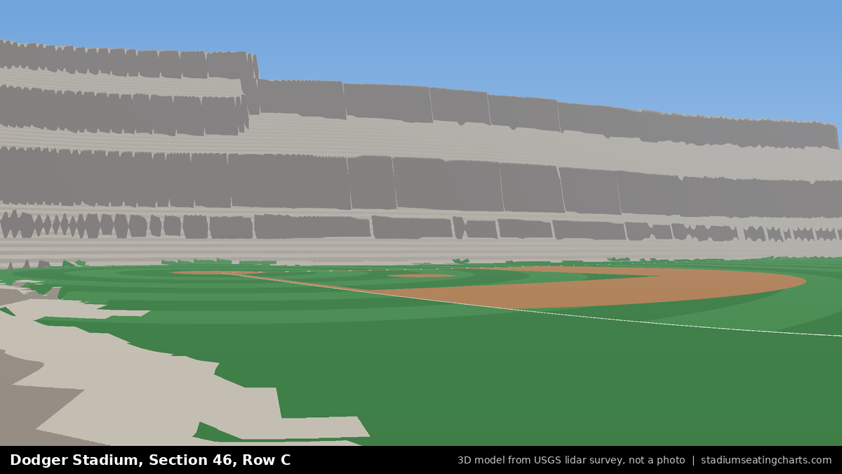 View from Dodger Stadium Section 46, Row C, looking toward the pitcher's mound