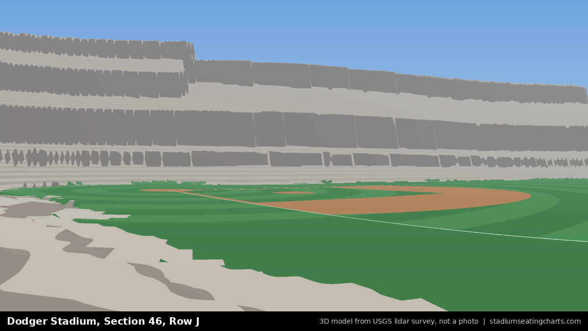 View from Dodger Stadium Section 46, Row J, looking toward the pitcher's mound