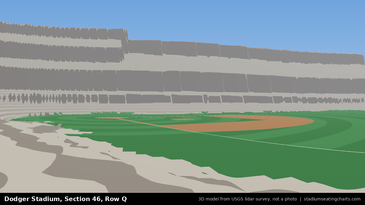 View from Dodger Stadium Section 46, Row Q, looking toward the pitcher's mound